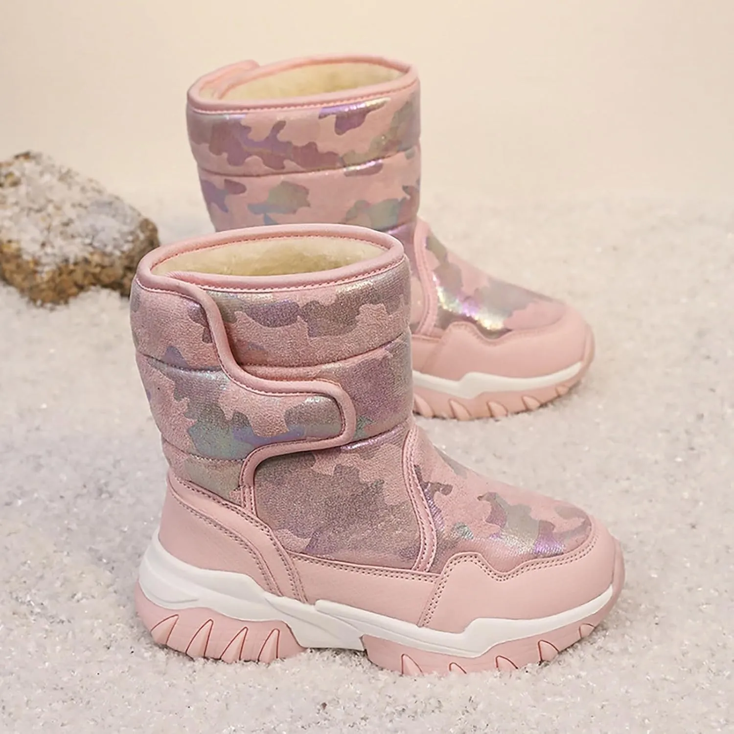 Unisex-Child Snow Boot Girls Boots Big Girls Black Tall Black Waterproo?? Leather Boots For Toddlers Black Boys Boots