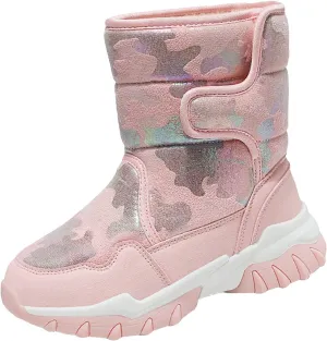 Unisex-Child Snow Boot Girls Boots Big Girls Black Tall Black Waterproo?? Leather Boots For Toddlers Black Boys Boots