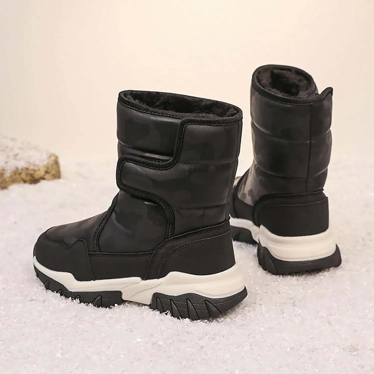 Unisex-Child Snow Boot Girls Boots Big Girls Black Tall Black Waterproo?? Leather Boots For Toddlers Black Boys Boots