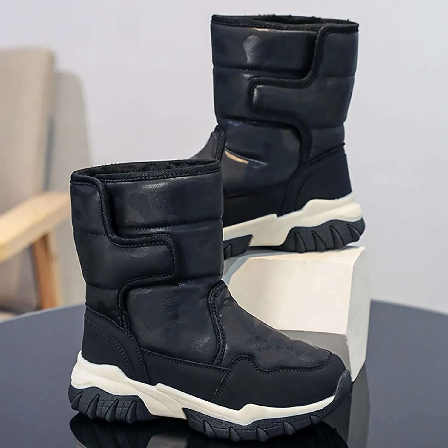 Unisex-Child Snow Boot Girls Boots Big Girls Black Tall Black Waterproo?? Leather Boots For Toddlers Black Boys Boots