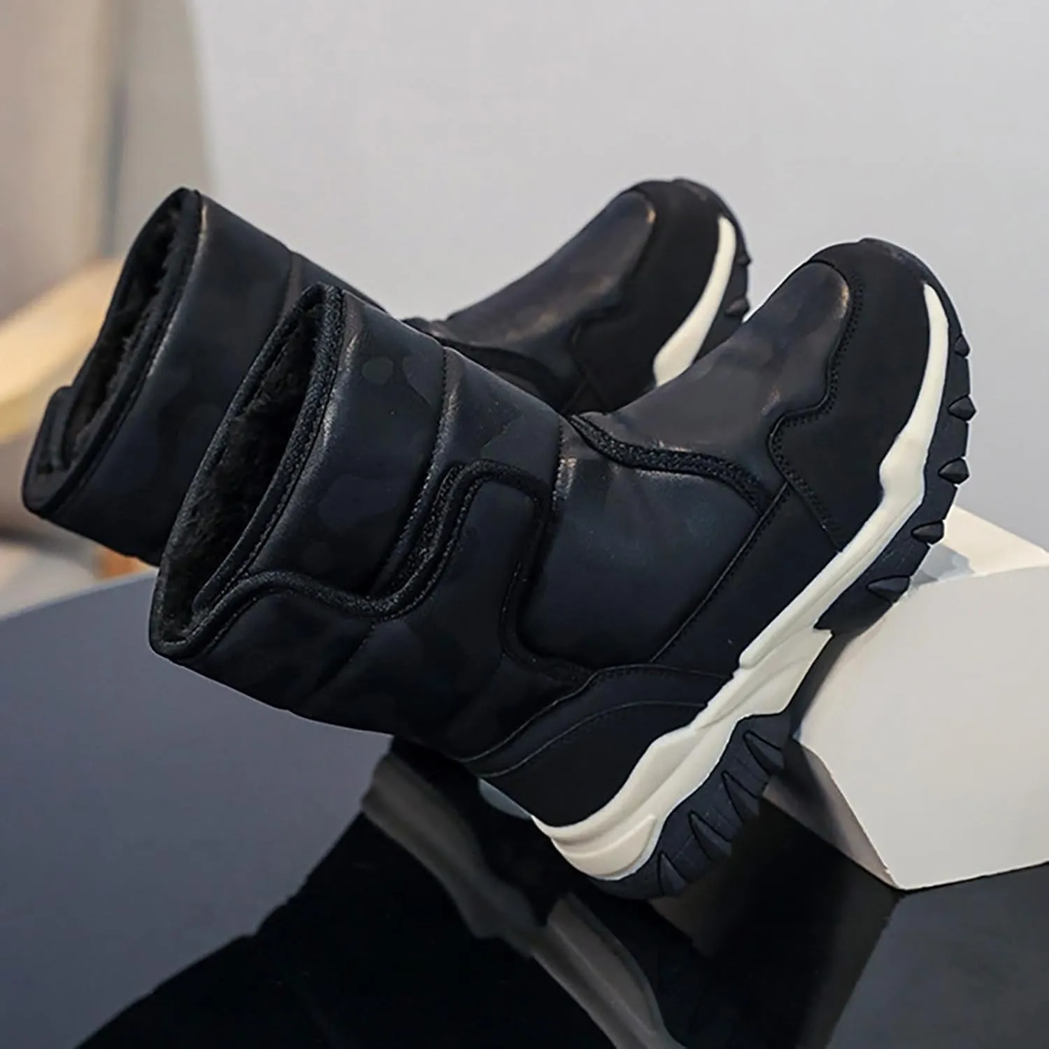 Unisex-Child Snow Boot Girls Boots Big Girls Black Tall Black Waterproo?? Leather Boots For Toddlers Black Boys Boots