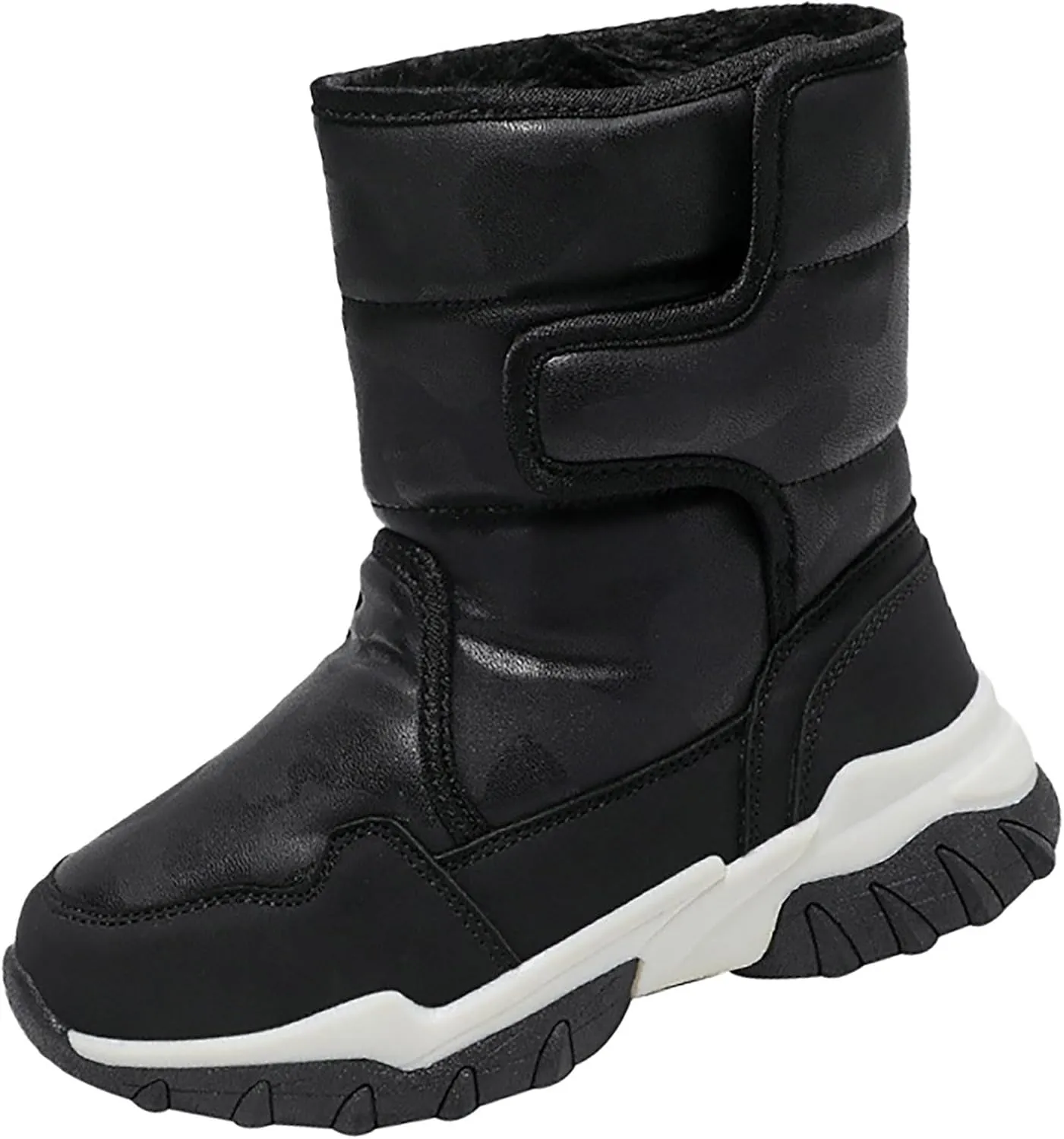 Unisex-Child Snow Boot Girls Boots Big Girls Black Tall Black Waterproo?? Leather Boots For Toddlers Black Boys Boots