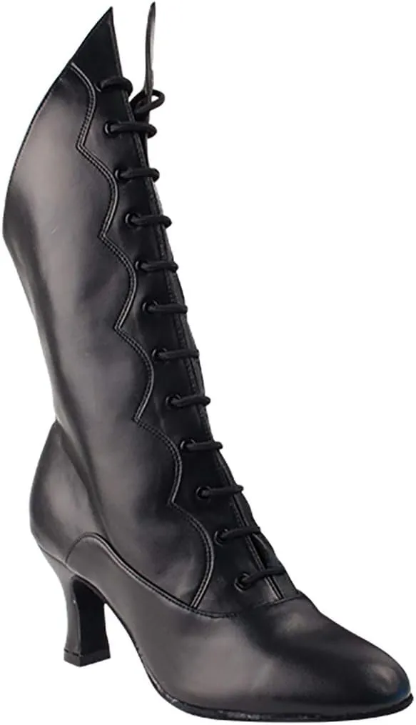 Very Fine Dance Shoes - Ladies Dance Boots Ballroom Dance Shoes - SERACANCAN - 2.5-inch Heel and Foldable Brush Bundle - Black Leather - 10