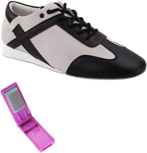 Very Fine Dance Shoes - Mens Latin, Rhythm Ballroom Dance Shoes - SERO106BBX - Flat Heel and Foldable Brush Bundle - Antonio - 10