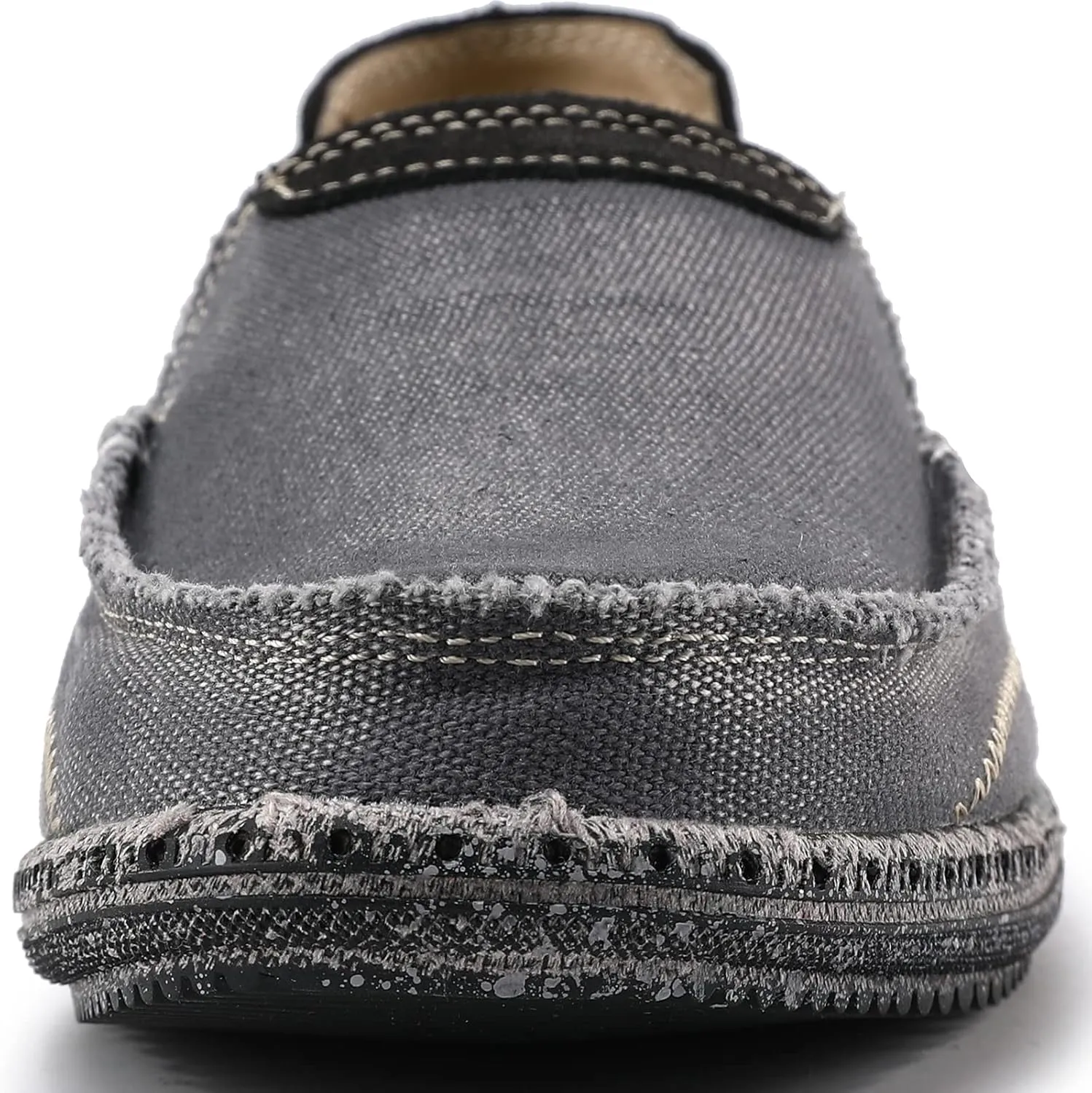 VILOCY Mens Slip on Deck Shoes Casual Canvas Loafers Beach Boat Shoes Zero Drop Vintage Flat