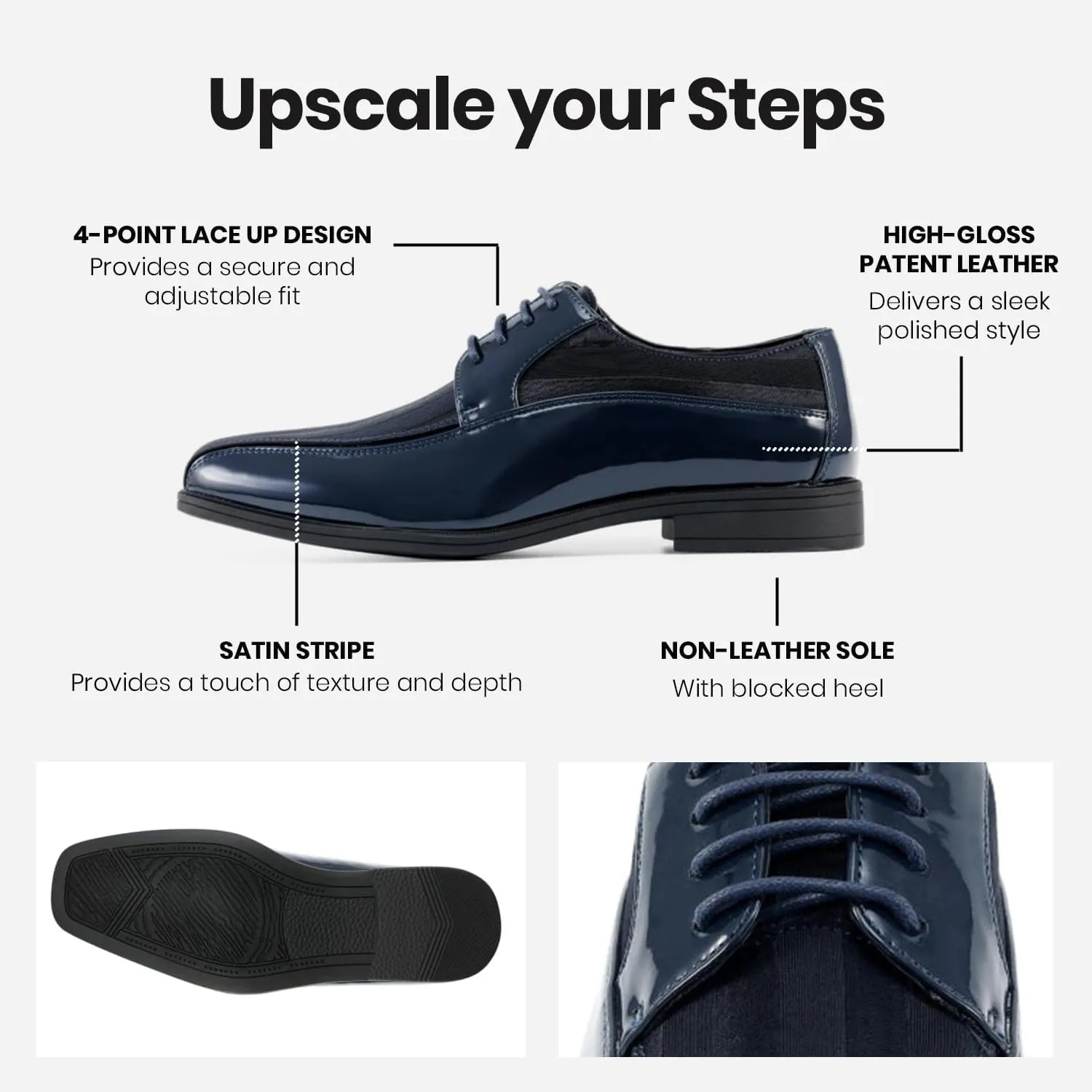 Viotti 179, Casual Dress Oxford Shoes for Men, Satin Striped Lace-Ups, Men's Business Casual Leather & Satin Shoe, for All Formal Occasions