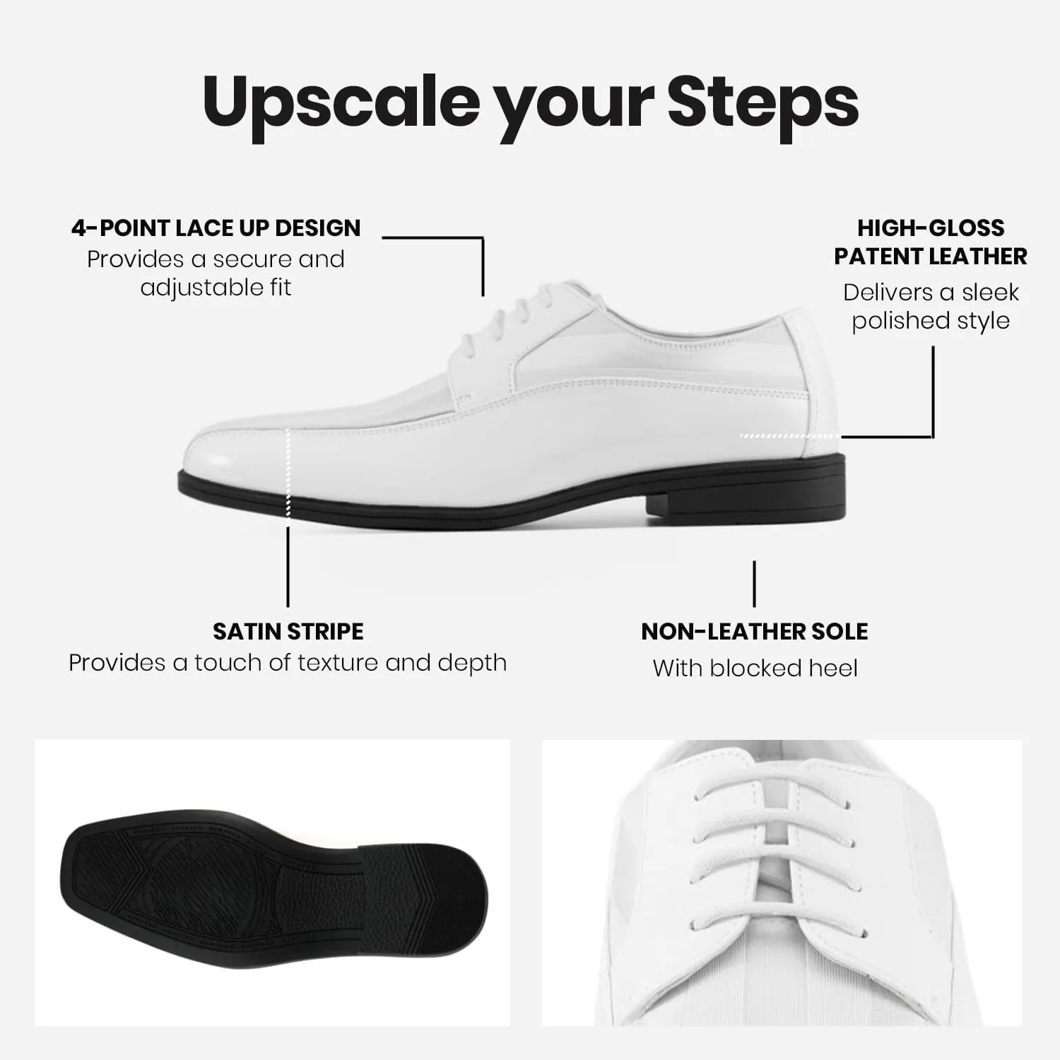 Viotti 179, Casual Dress Oxford Shoes for Men, Satin Striped Lace-Ups, Men's Business Casual Leather & Satin Shoe, for All Formal Occasions