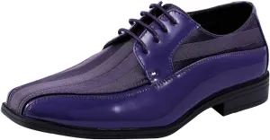 Viotti 179, Casual Dress Oxford Shoes for Men, Satin Striped Lace-Ups, Men's Business Casual Leather & Satin Shoe, for All Formal Occasions
