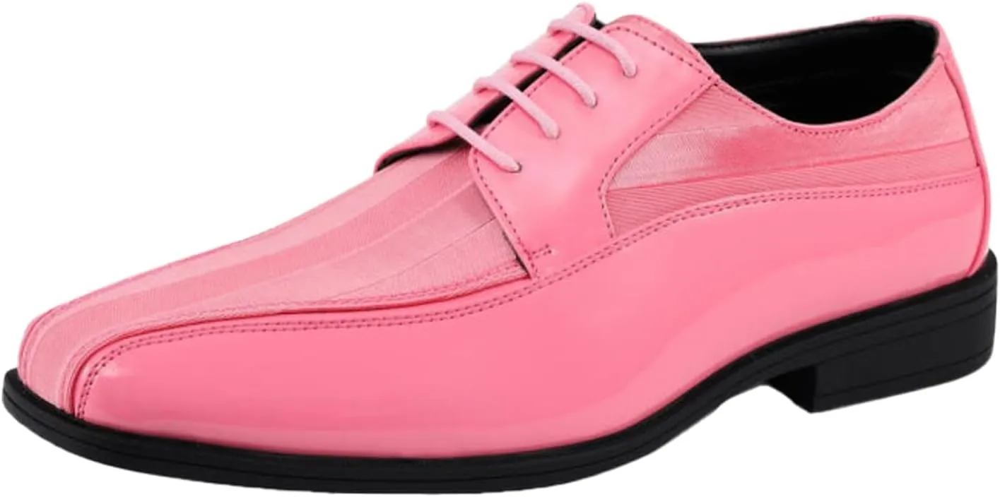 Viotti 179, Casual Dress Oxford Shoes for Men, Satin Striped Lace-Ups, Men's Business Casual Leather & Satin Shoe, for All Formal Occasions