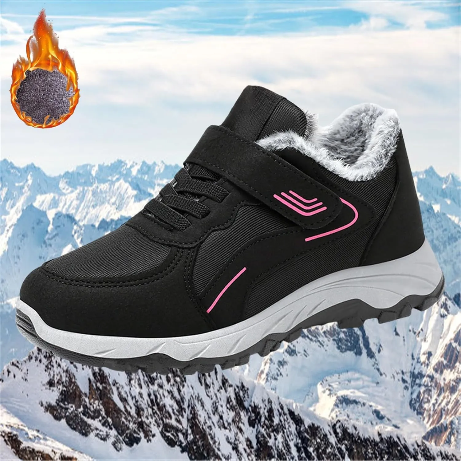 Winter Booties Warm Snow Boots Weather Comfortable And Mid Calf Sneaker aterproof Plush Lined Walking Sneaker