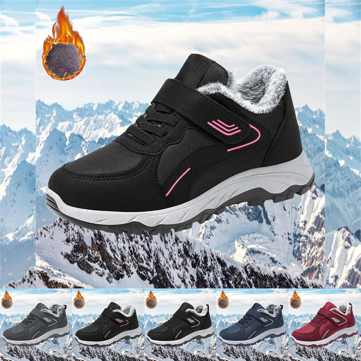 Winter Booties Warm Snow Boots Weather Comfortable And Mid Calf Sneaker aterproof Plush Lined Walking Sneaker