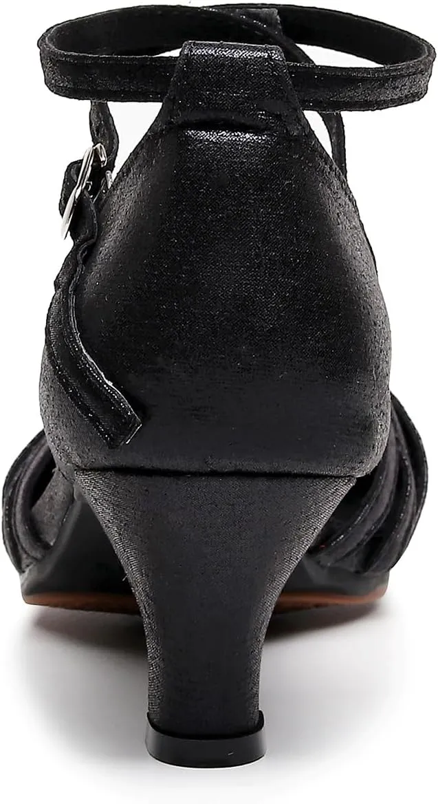 Women Ballroom Dance Shoes Glitter Closed Toe Latin Salsa Tango Modern Performance Dancing Shoes,Model FT-088A-5.5cm Heel