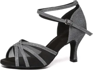 Women Latin Dance Shoes Professional Salsa Bachata Performance Ballroom Dancing Shoes,Model YCD46-7.5cm Heel