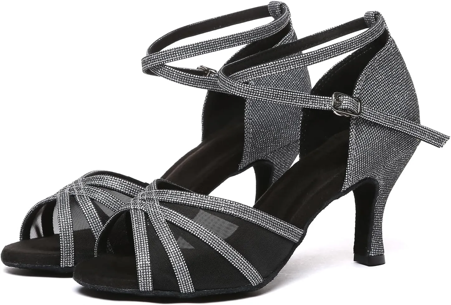 Women Latin Dance Shoes Professional Salsa Bachata Performance Ballroom Dancing Shoes,Model YCD46-7.5cm Heel