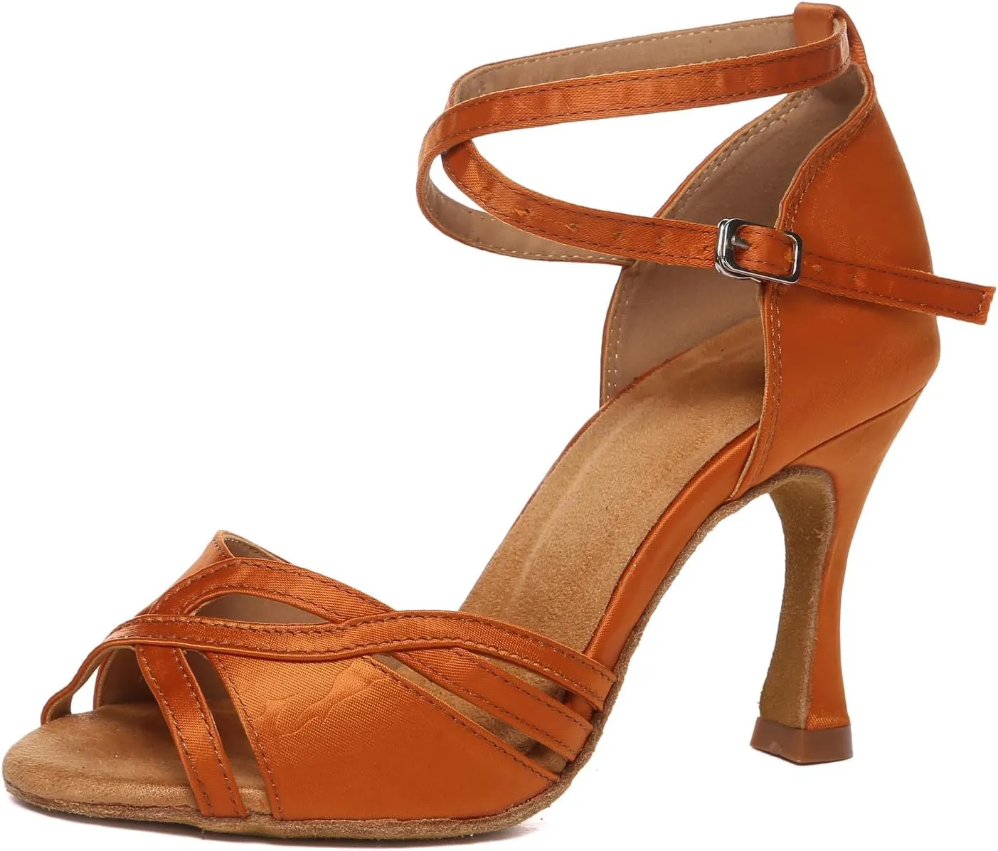 Women Latin Dance Shoes Satin Open Toe Professional Salsa Bachata Tango Ballroom Dancing Shoes,Model YCD52-7.5cm Heel