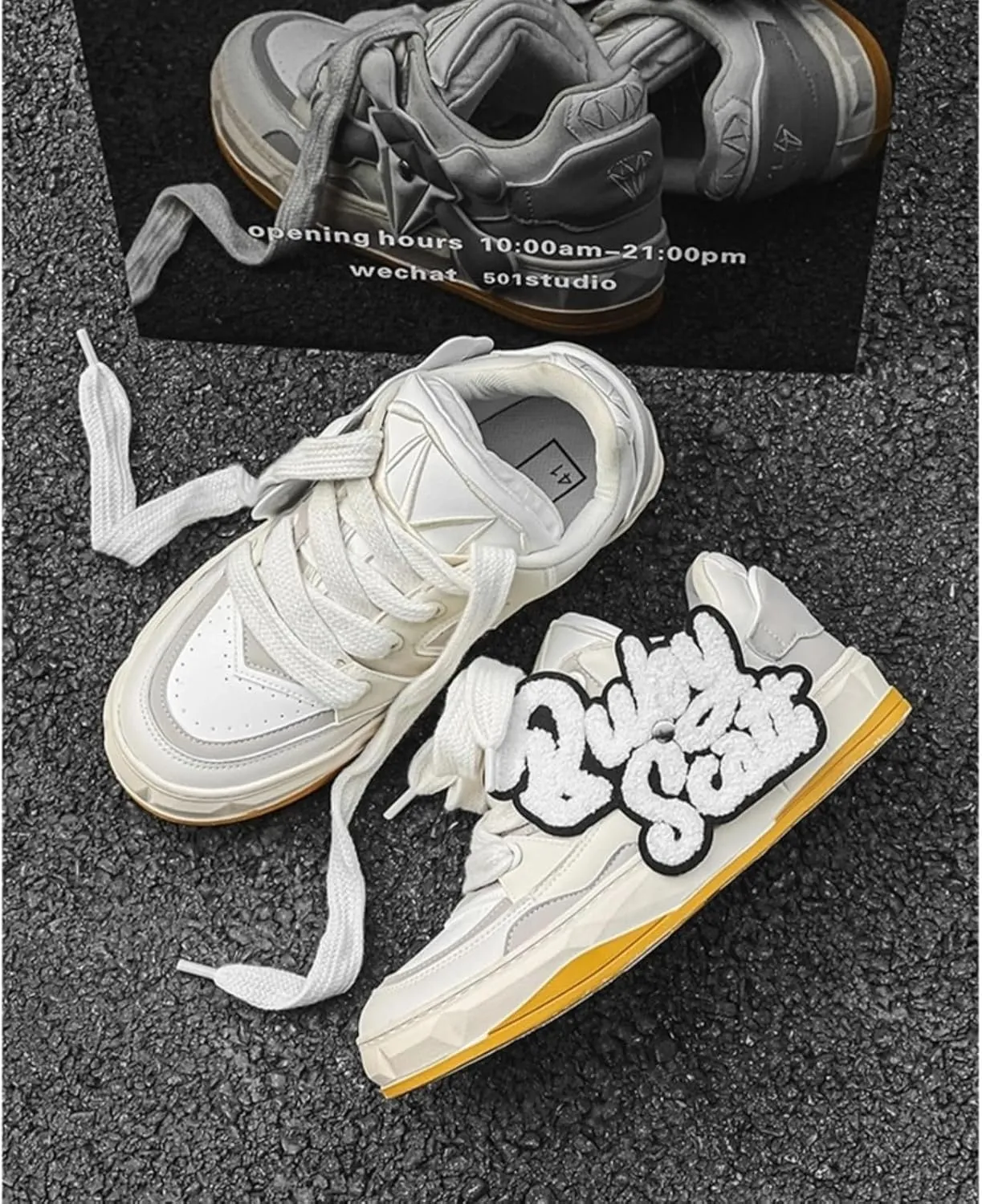 Women Men Aesthetic Chunky Sneakers Streetwear Fashion Comfort Diamond Pattern Padded Platform Shoes Retro Skate Style