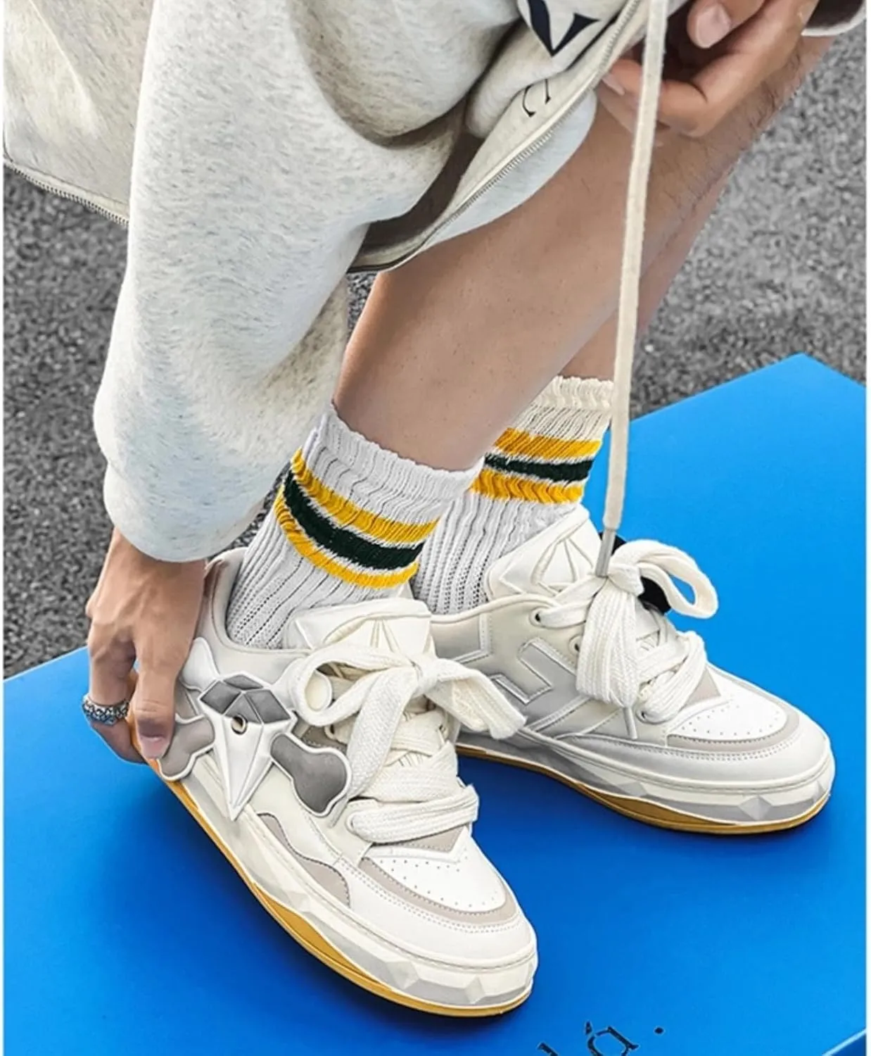 Women Men Aesthetic Chunky Sneakers Streetwear Fashion Comfort Diamond Pattern Padded Platform Shoes Retro Skate Style