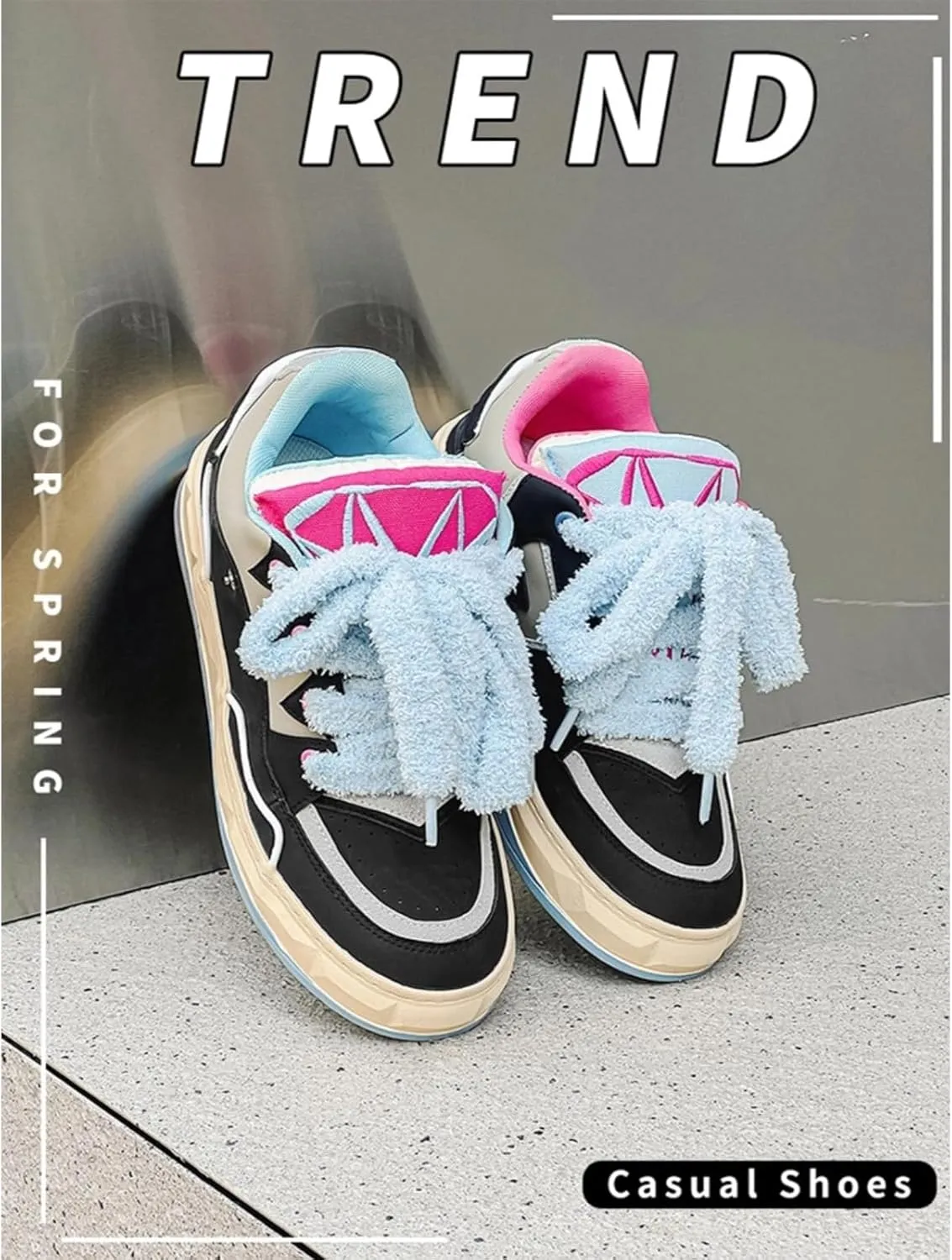 Women Men Aesthetic Chunky Sneakers Streetwear Fashion Comfort Diamond Pattern Padded Platform Shoes Retro Skate Style