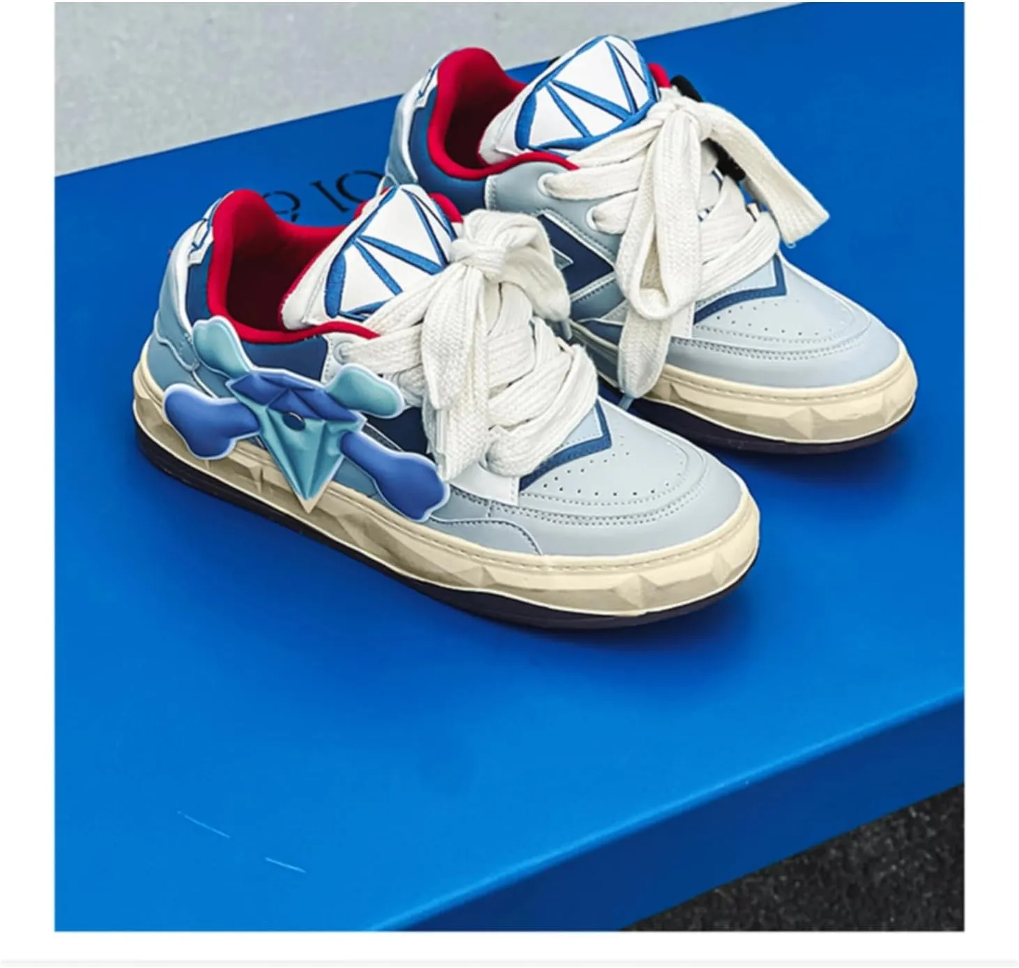 Women Men Aesthetic Chunky Sneakers Streetwear Fashion Comfort Diamond Pattern Padded Platform Shoes Retro Skate Style