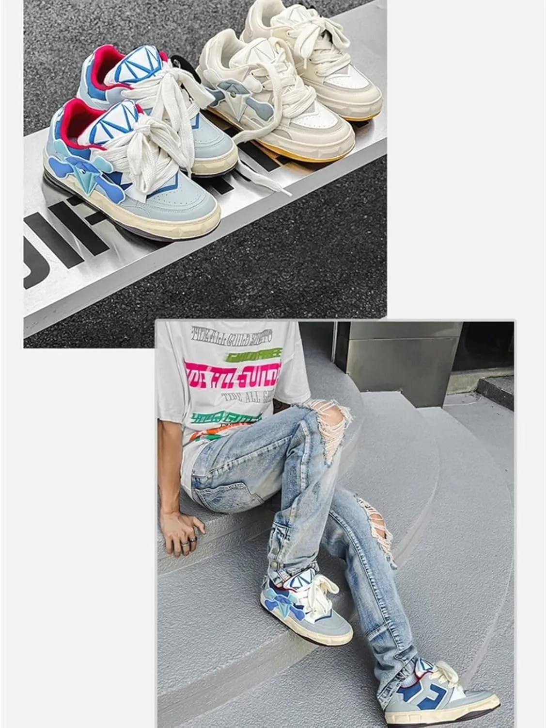 Women Men Aesthetic Chunky Sneakers Streetwear Fashion Comfort Diamond Pattern Padded Platform Shoes Retro Skate Style
