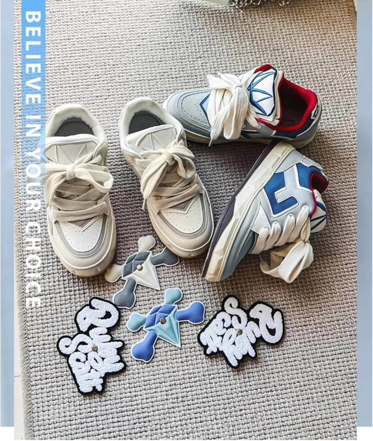 Women Men Aesthetic Chunky Sneakers Streetwear Fashion Comfort Diamond Pattern Padded Platform Shoes Retro Skate Style