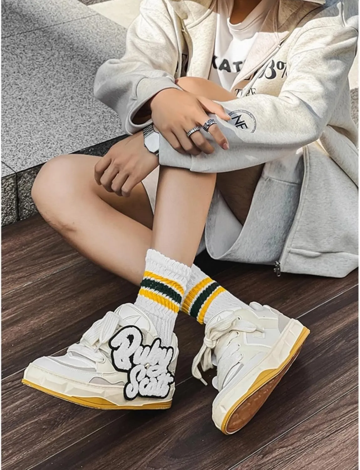 Women Men Aesthetic Chunky Sneakers Streetwear Fashion Comfort Diamond Pattern Padded Platform Shoes Retro Skate Style
