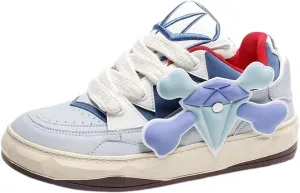 Women Men Aesthetic Chunky Sneakers Streetwear Fashion Comfort Diamond Pattern Padded Platform Shoes Retro Skate Style