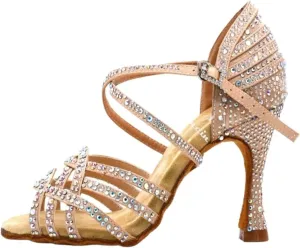 Women Salsa Dance Shoes Latin Ballroom Shoes Latin Dance Shoes Tango Party Shoes 9cm(Skin Heel 7.5cm,10)