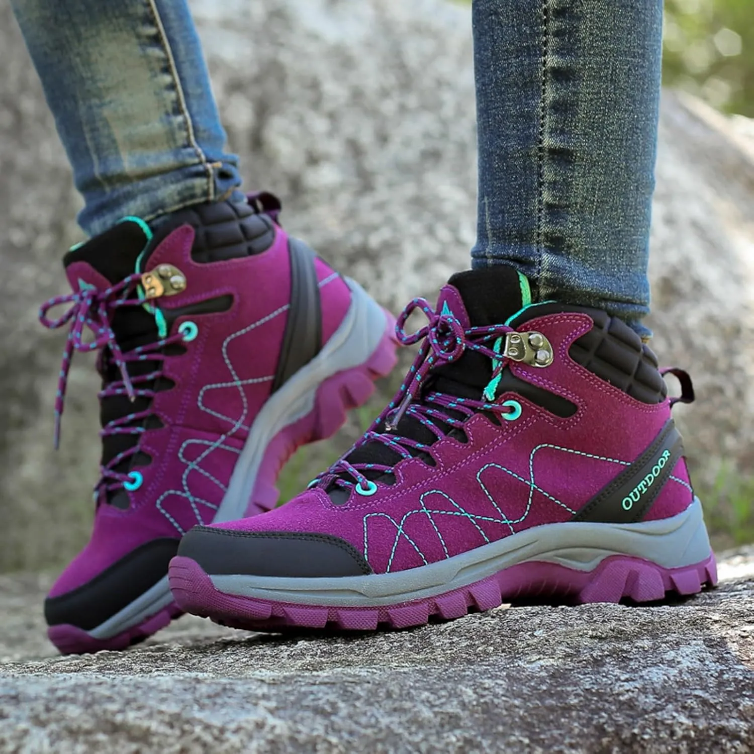 Women Shoes Couple Hiking Shoes Fashion Thick Soled Outdoor Hiking Sneakers Heeled Winter Boots for Women