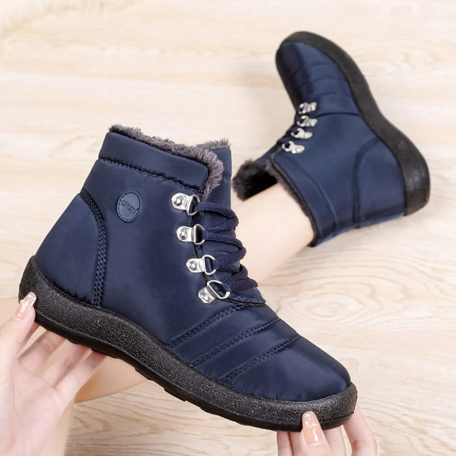 Women Winter Boots Wide Calf White and Black Winter Boots for Women Snow Boots Women Slip On Winter Boots for Women Womens Winter Booties Prime of Day Deals
