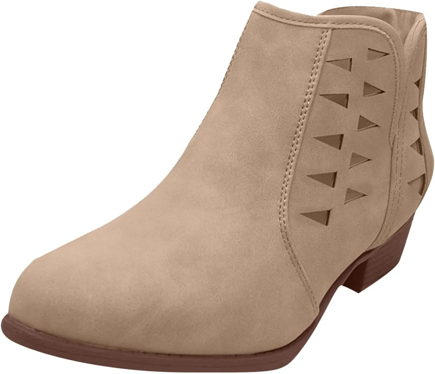 Women's Ankle Boots CasualComfortable Women Ankle Boots Women's Round Toe Suede Stacked Heel Western Ankle Bootie