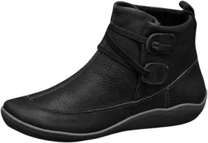 Women's Ankle Boots Vintage Leather Ankle Boots Arch Support Ankle Booties Casual Flat Heel Comfy Short Boots
