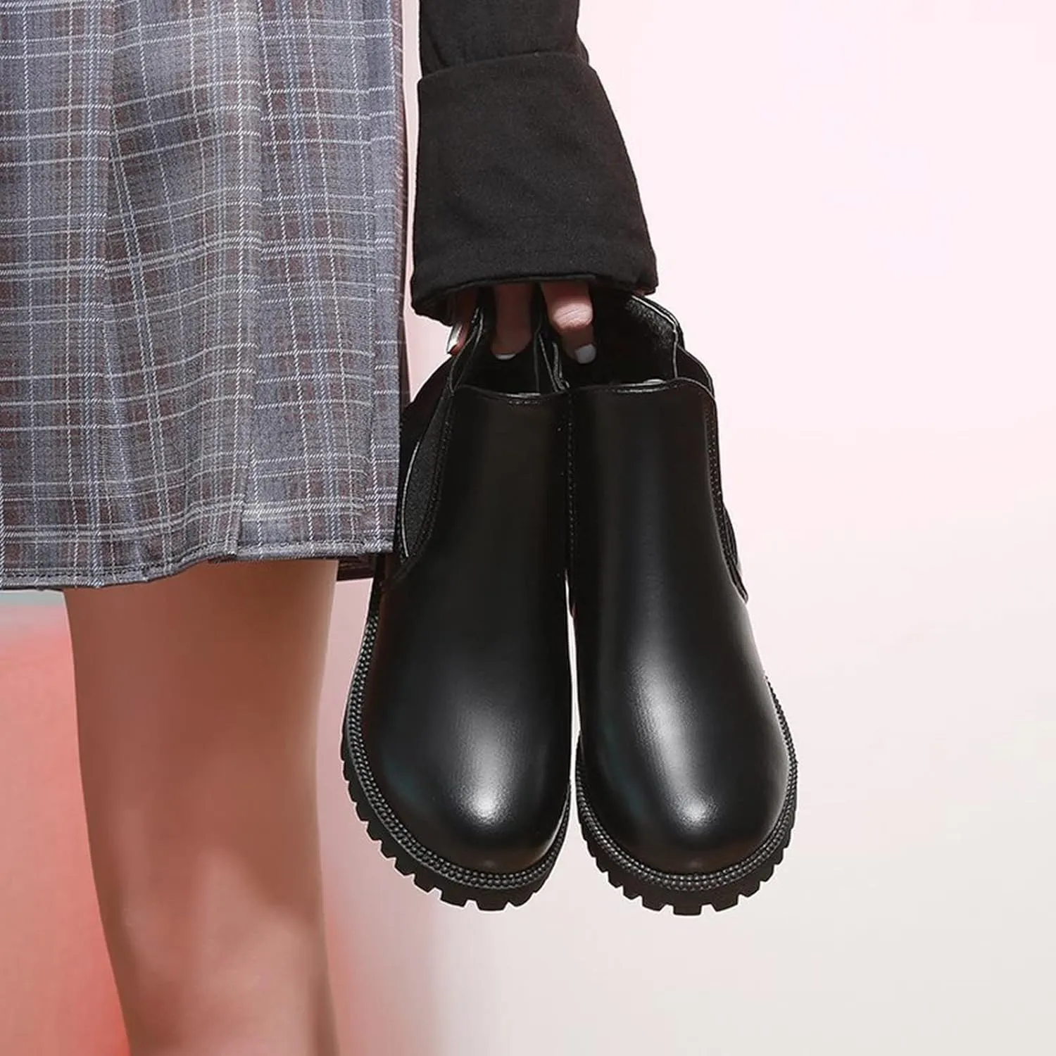 Womens Ankle Boots Women Booties Low Heel Womens Cowgirl Boots Square Toe Dress Shoes for Women Closed Back Lightweight Breathable Lug Sole Low Heel Chelsea Fashion