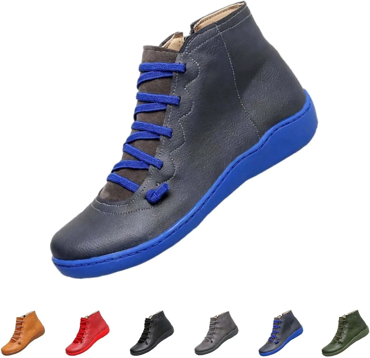 Women's Arch Support Ankle Boots Low Heel Flat Boots Women Vintage Casual Short Boots Fall Fashion Shoes 2024
