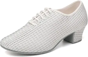 Women's Ballroom Dance Shoes Lace up Closed Toe Low Heel Professional Latin Tango Teaching Practice Dance Shoes,Model LHD-301