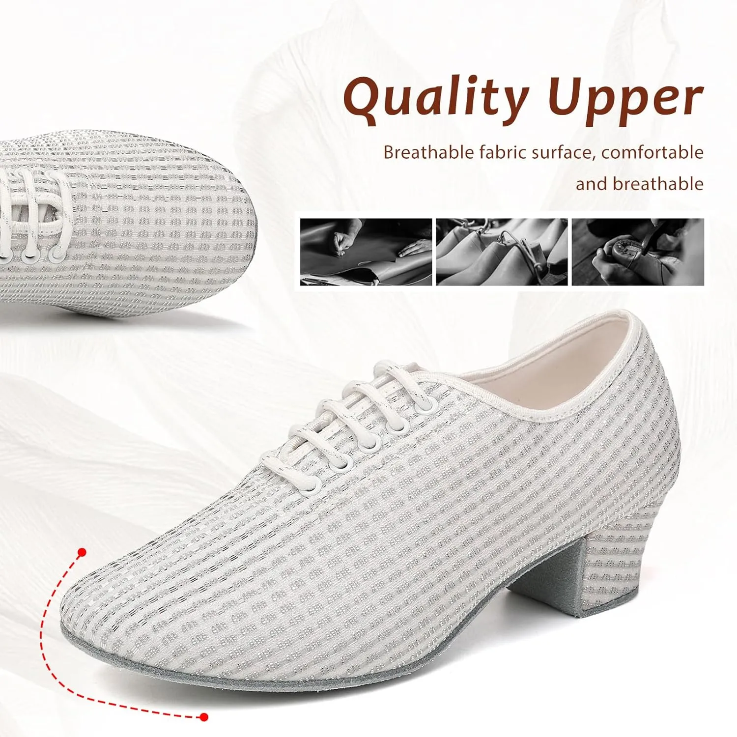 Women's Ballroom Dance Shoes Lace up Closed Toe Low Heel Professional Latin Tango Teaching Practice Dance Shoes,Model LHD-301
