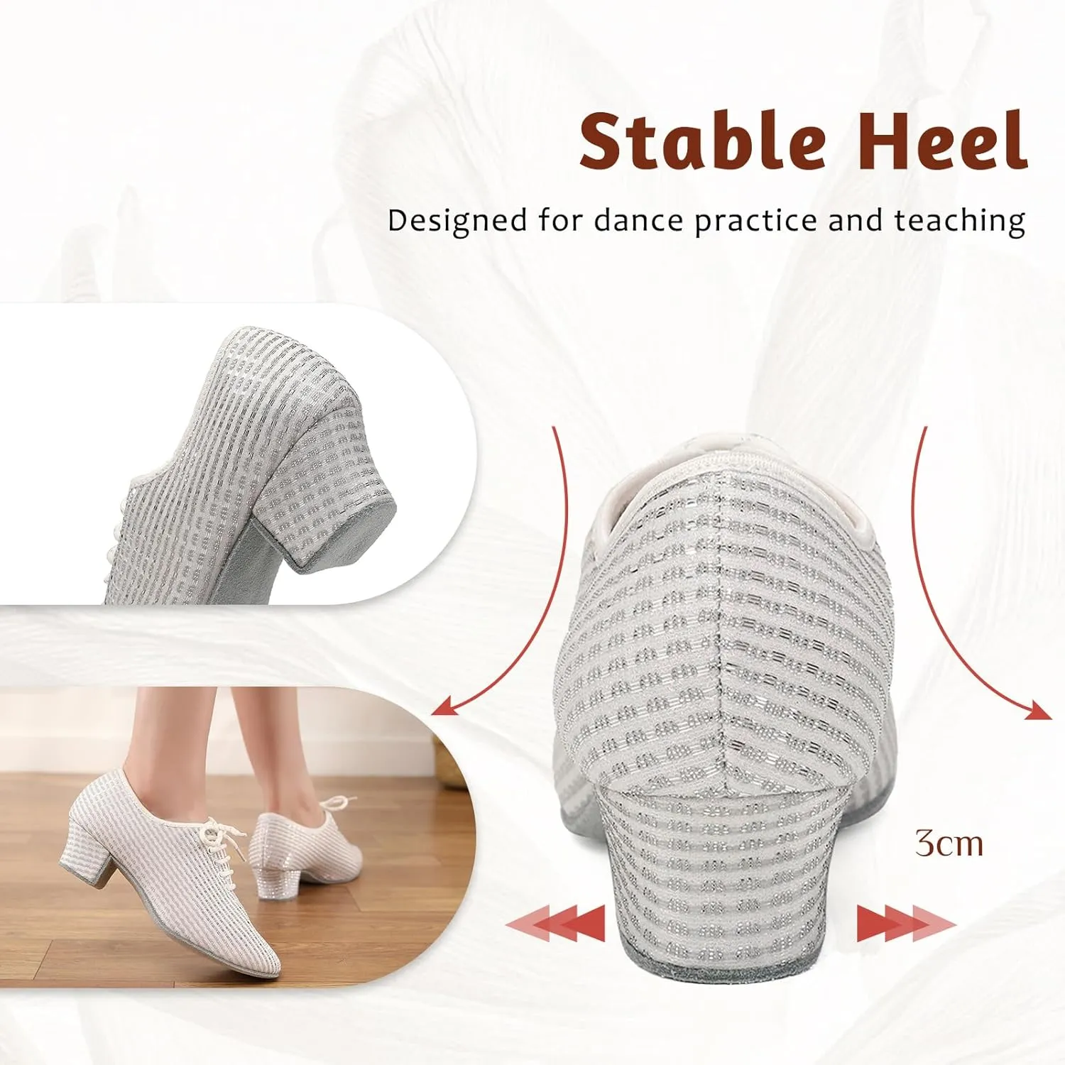 Women's Ballroom Dance Shoes Lace up Closed Toe Low Heel Professional Latin Tango Teaching Practice Dance Shoes,Model LHD-301