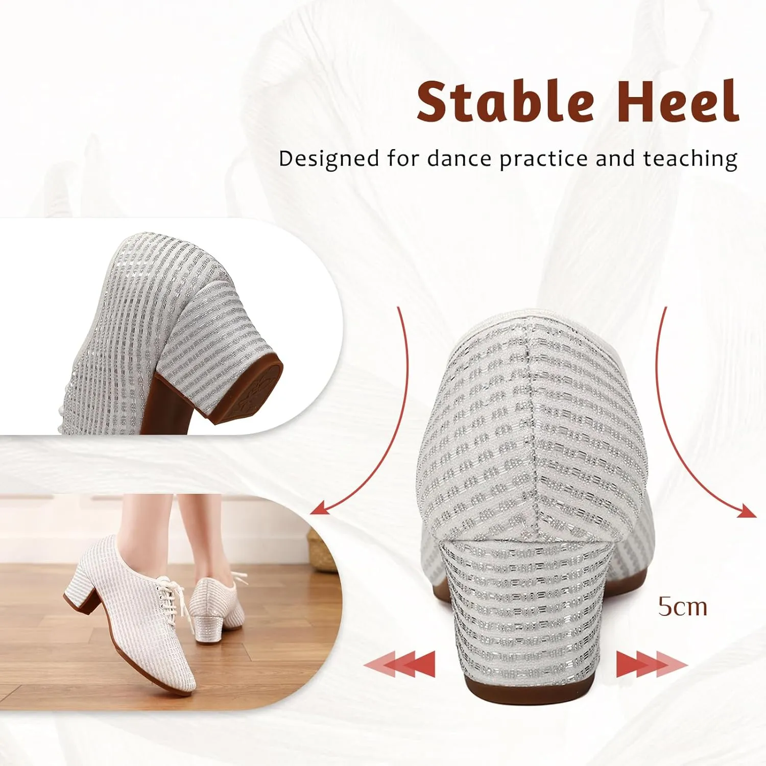Women's Ballroom Dance Shoes Lace up Closed Toe Low Heel Salsa Teaching Professional Latin Practice Dance Shoes,Model LHD-301