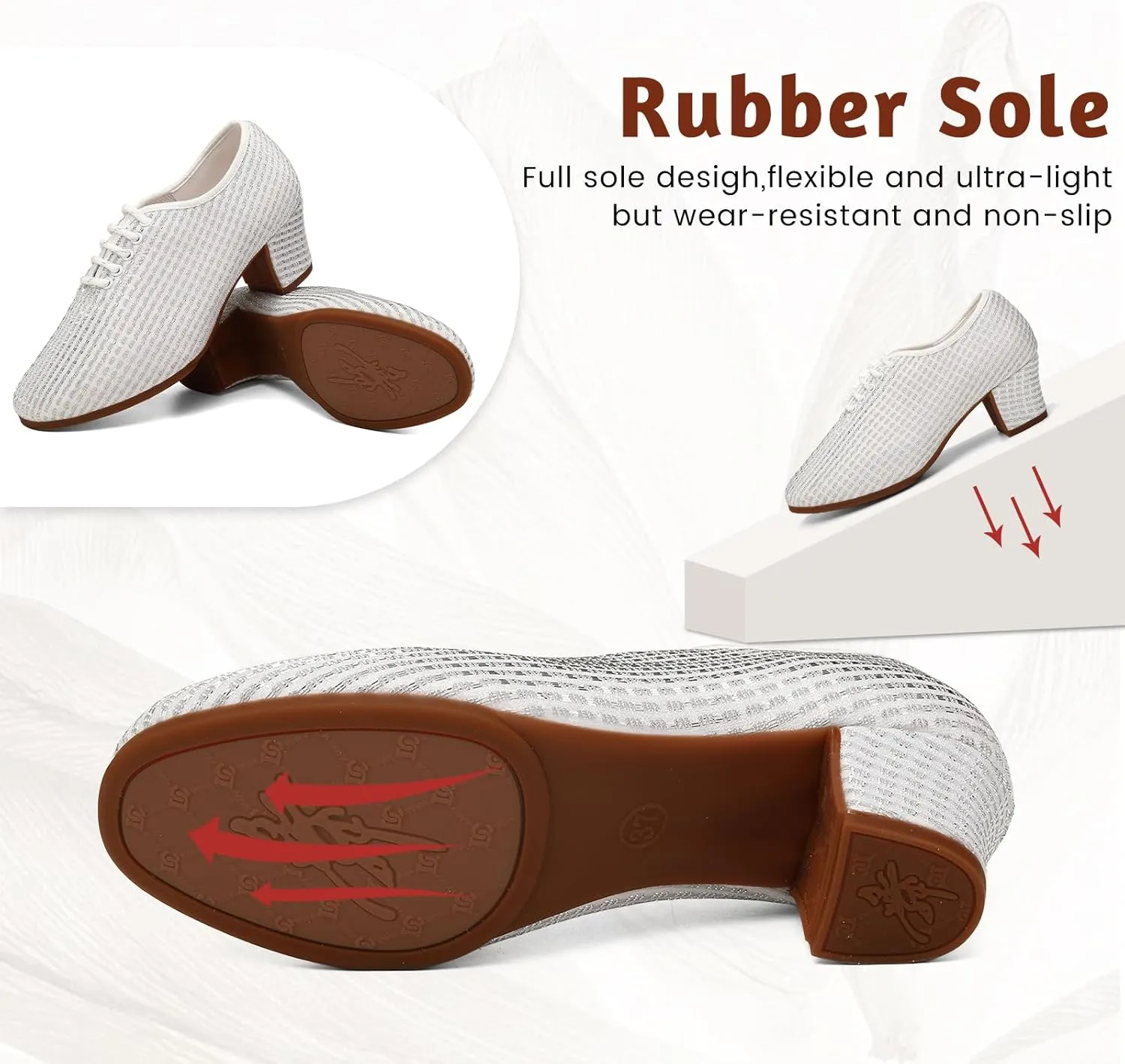 Women's Ballroom Dance Shoes Lace up Closed Toe Low Heel Salsa Teaching Professional Latin Practice Dance Shoes,Model LHD-301