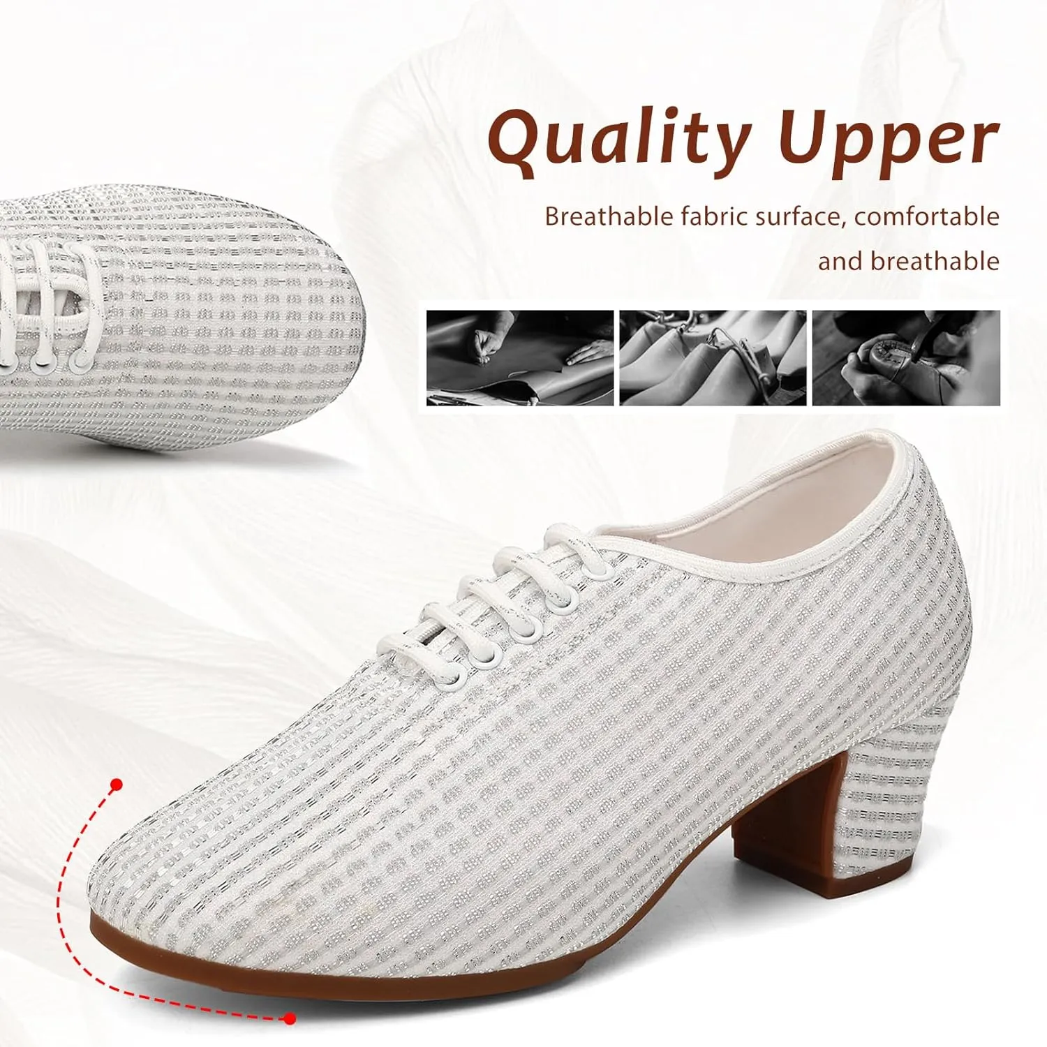 Women's Ballroom Dance Shoes Lace up Closed Toe Low Heel Salsa Teaching Professional Latin Practice Dance Shoes,Model LHD-301