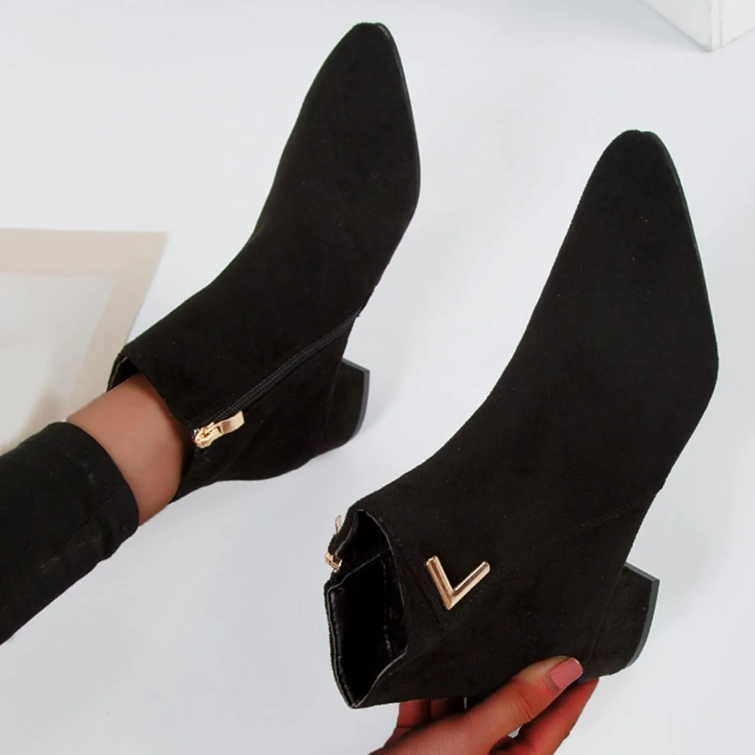 Womens Black Ankle Boots Country Boots Womens Work Boot Lady Boots for Women On Womens Flat Black Ankle Boots Ankle Bootie for Women Low Heel