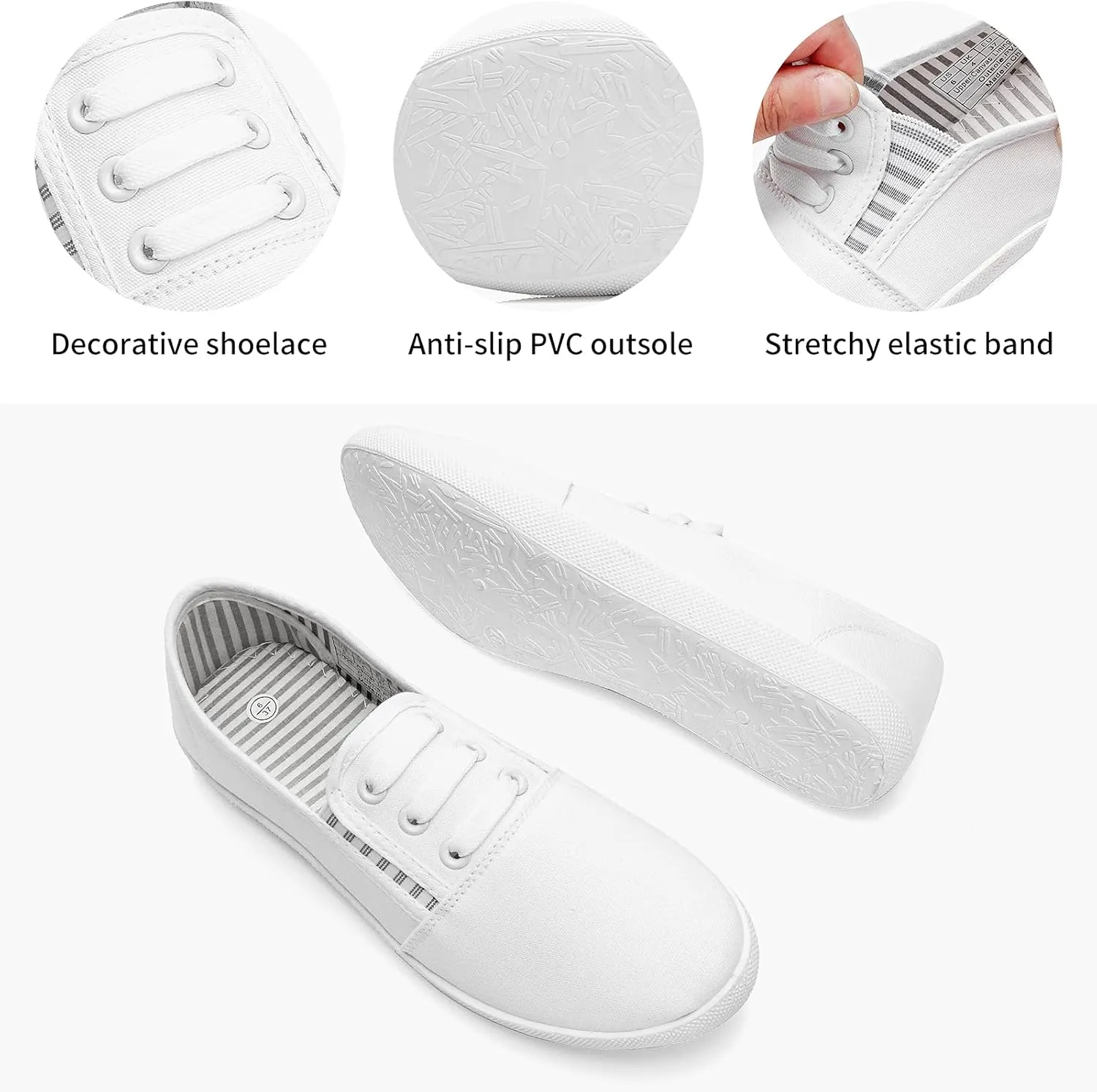 Women's Canvas Slip On Sneakers - Casual Walking Shoes, Non Slip Work Shoes