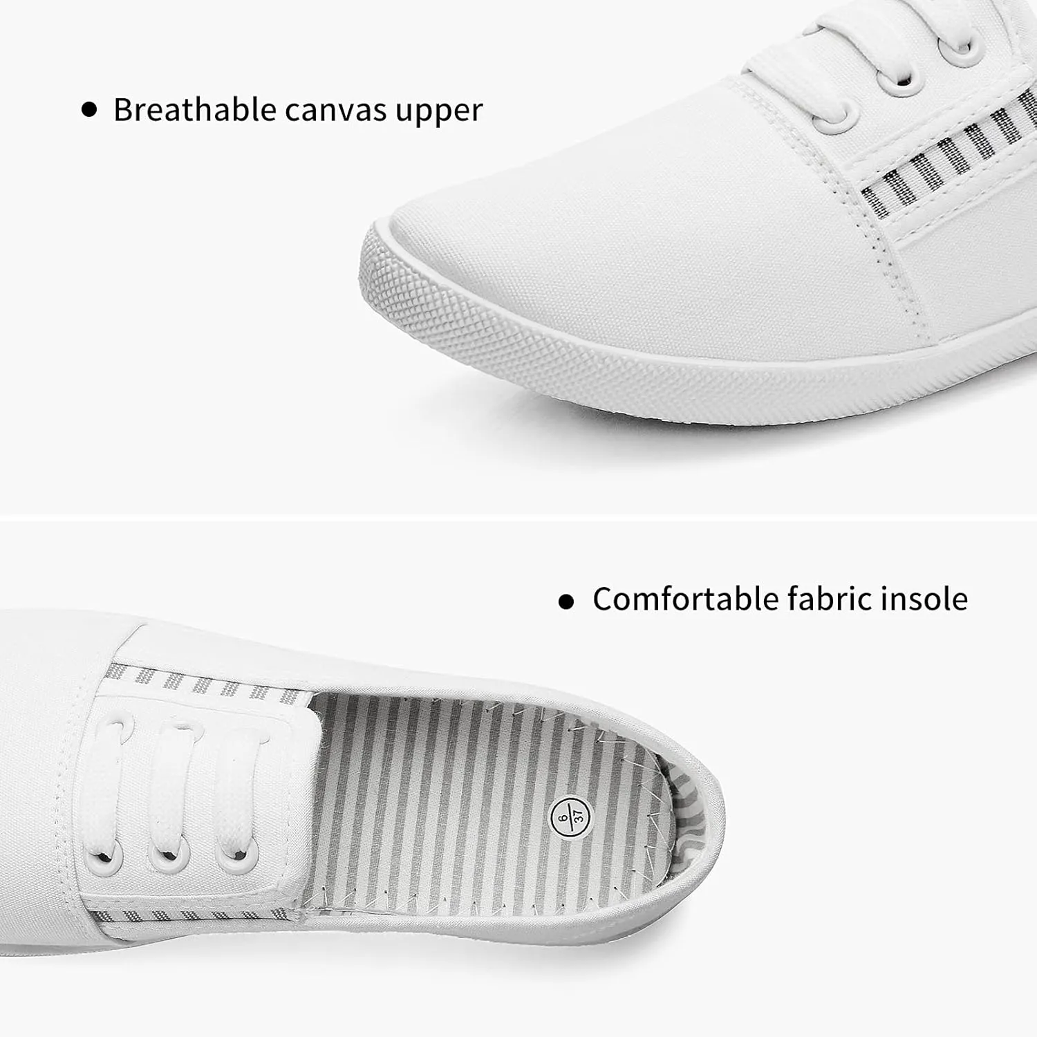 Women's Canvas Slip On Sneakers - Casual Walking Shoes, Non Slip Work Shoes