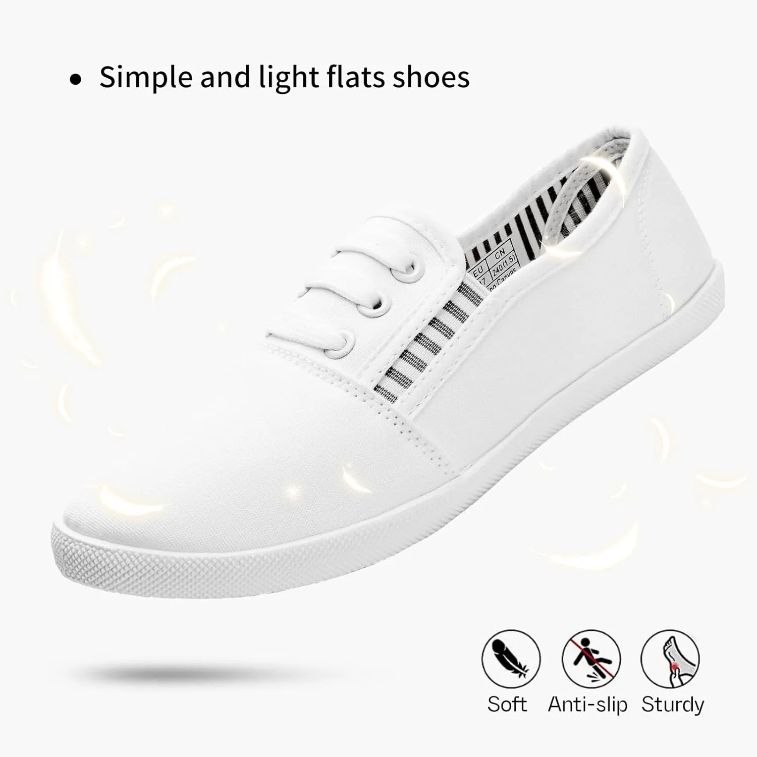 Women's Canvas Slip On Sneakers - Casual Walking Shoes, Non Slip Work Shoes
