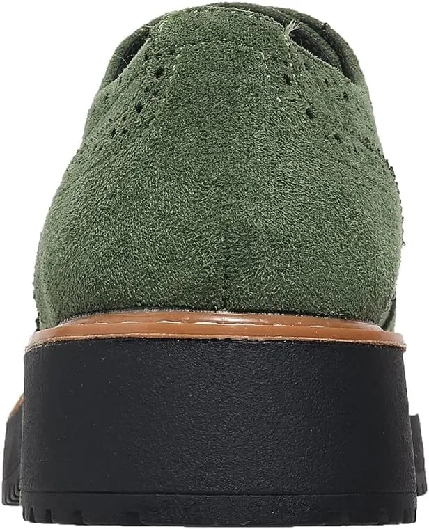 Women's Classic Oxfords Chunky Platform Lace-Up Round Toe Penny Oxfords Shoes Non-Slip Comfort Work Loafers