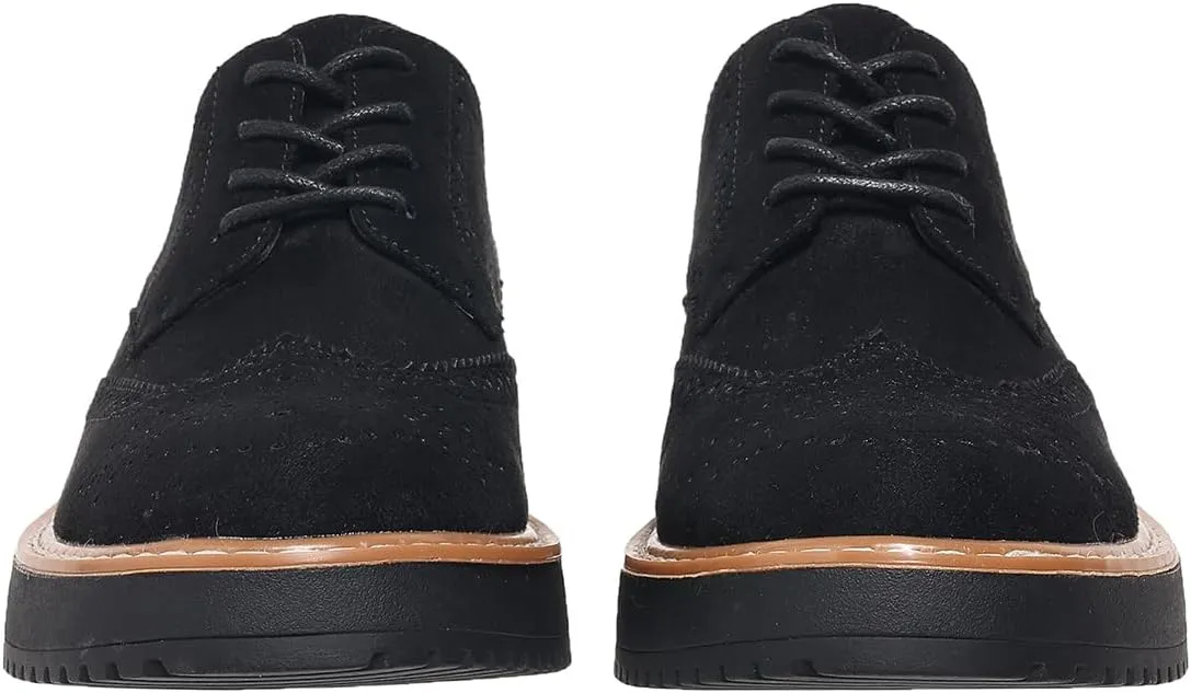 Women's Classic Oxfords Chunky Platform Lace-Up Round Toe Penny Oxfords Shoes Non-Slip Comfort Work Loafers