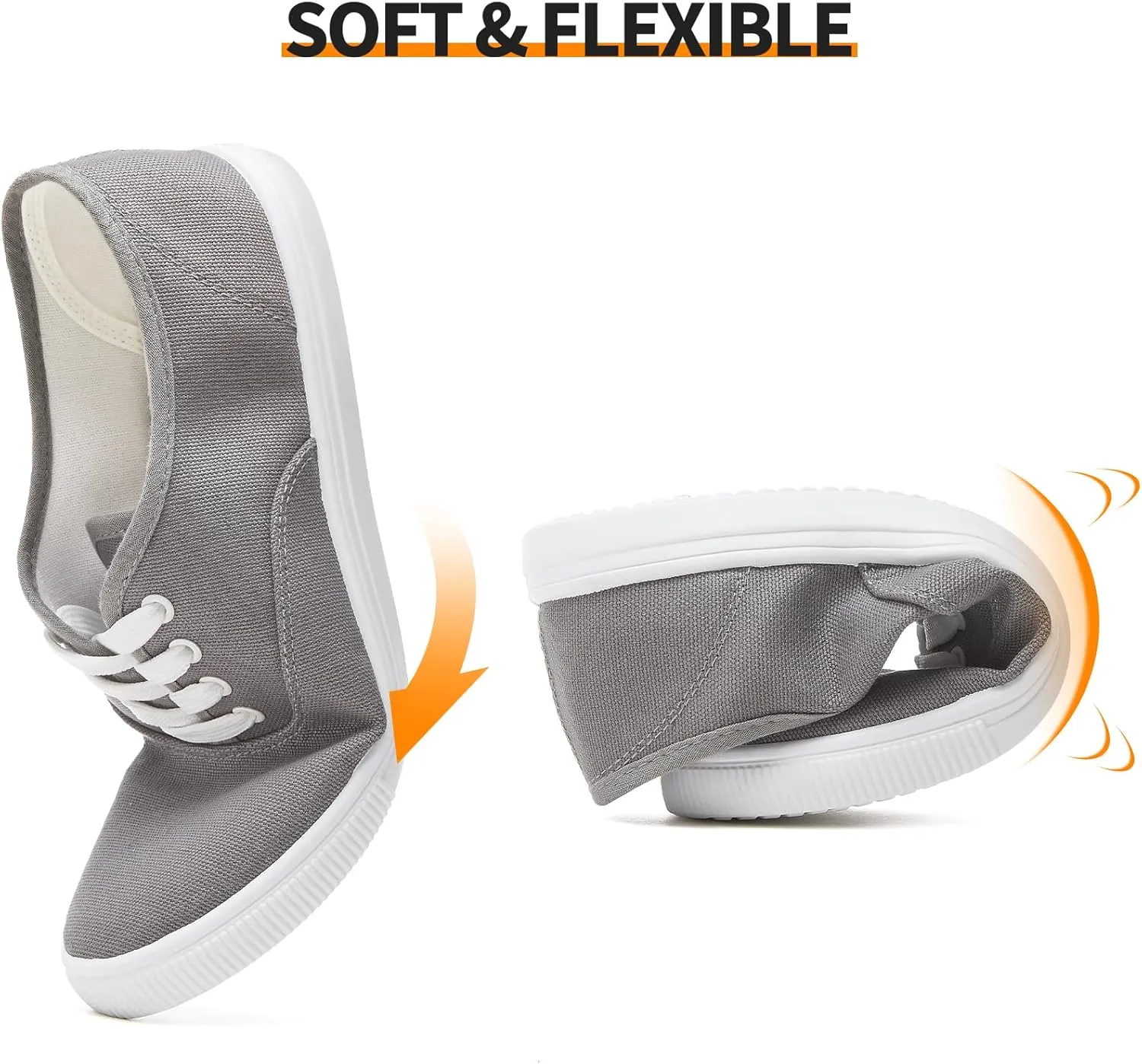 Womens Classic White Sneakers,Low Top White Canvas Shoes,Lightweight Casual Canvas Sneakers