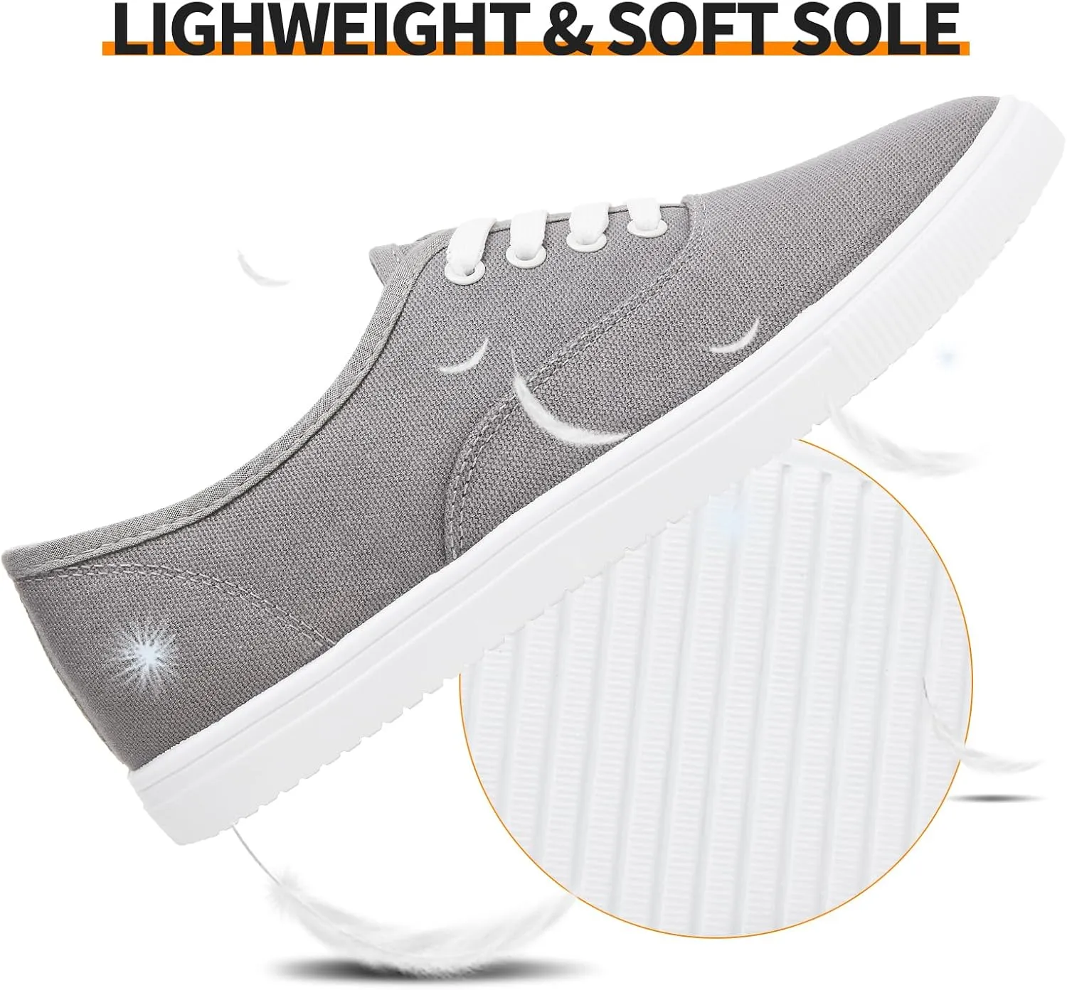 Womens Classic White Sneakers,Low Top White Canvas Shoes,Lightweight Casual Canvas Sneakers