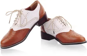 Women's Color Block Brogue Oxford Shoes Classic Business Lace Up Low Top Wingtip Derby Shoes Comfortable Non Slip Oxford Dress Shoes