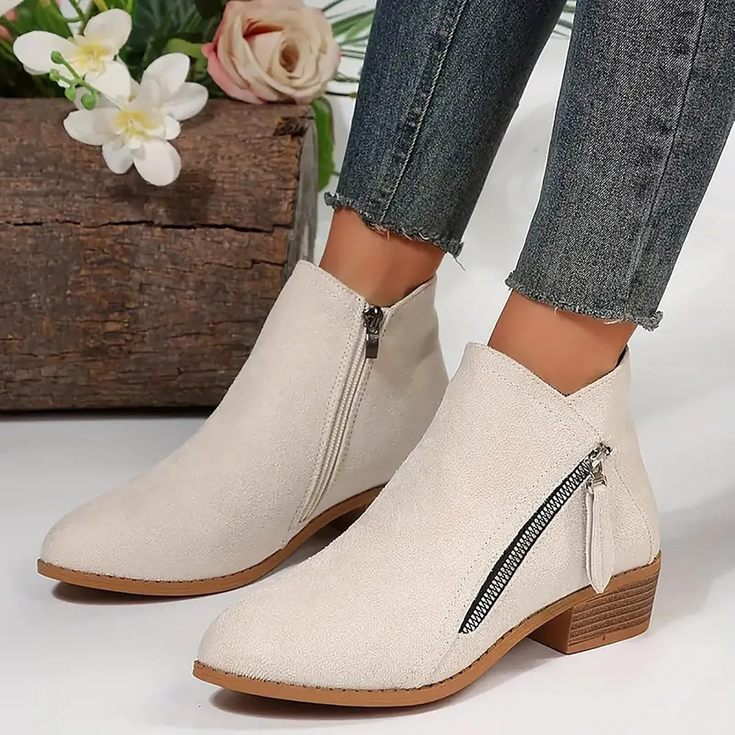 Women's Fashion Ankle Boots Casual Ankle Booties Women Comfortable Ankle Boots Outdoor Short Boots Fashionable
